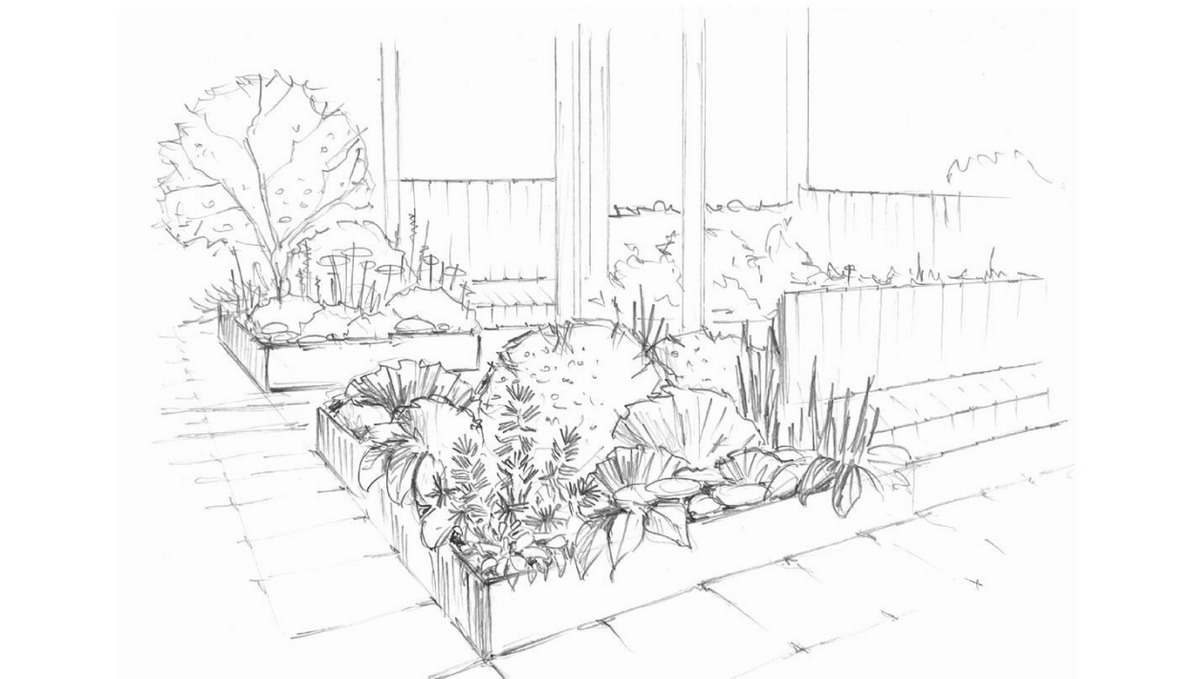 В саде «Касаясь путеводных линий» поднимается тема жизни людей, которые имеют проблемы со зрением. В его основе желтый цвет — последний из спектра, который доступен людям, теряющим зрение. В саде «Касаясь путеводных линий» поднимается тема жизни людей, которые имеют проблемы со зрением. В его основе желтый цвет — последний из спектра, который доступен людям, теряющим зрение.