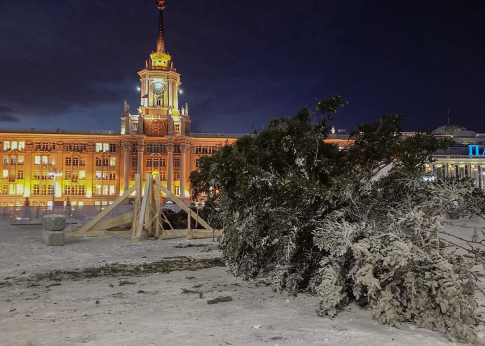 На&nbsp;главную площадь Екатеринбурга привезли 30-метровую живую ель